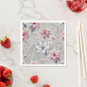 Serviette En Papier Poinsettia Découpage rose clair et violet