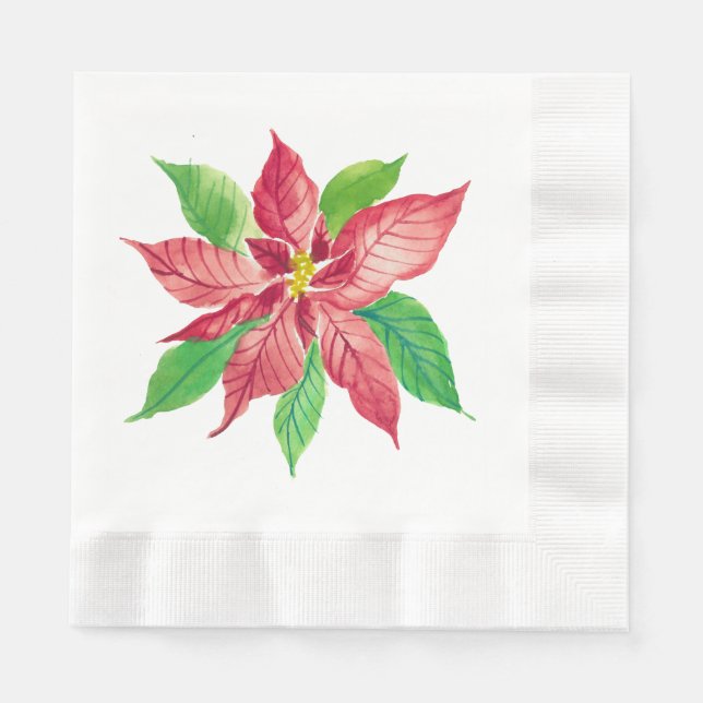 Serviette En Papier Poinsettia Papier de Noël (Devant)