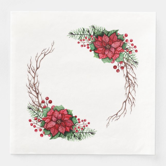 Serviette En Papier Poinsettia vintage (Devant)
