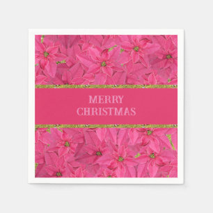 Serviette En Papier poinsettias de couleur Fuchsia, motif floral perso