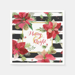 Serviette En Papier Poinsettias Joyeuses et Lumineuses, serviettes en 