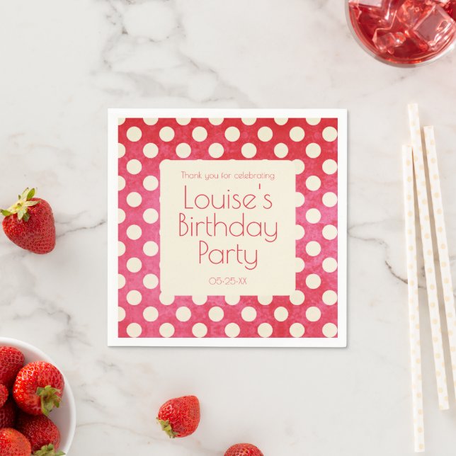 Serviette En Papier Point Polka blanc rouge (En situation)