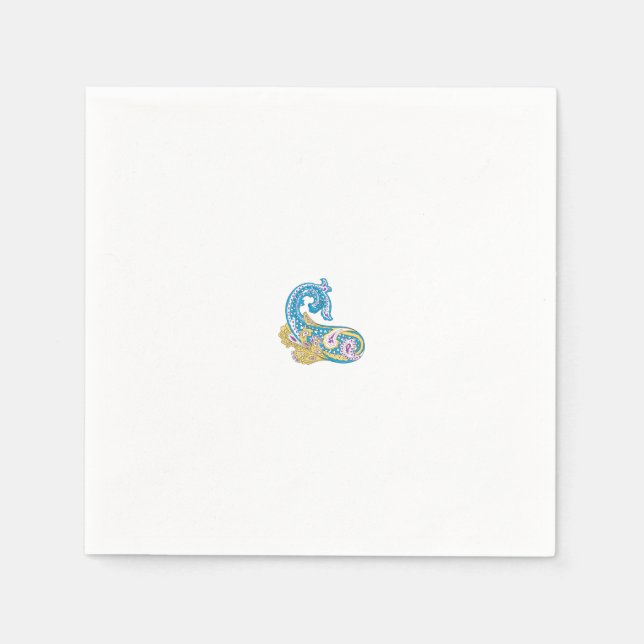 Serviette En Papier Point, Sherpa Blue, Design de sable doré (Devant)