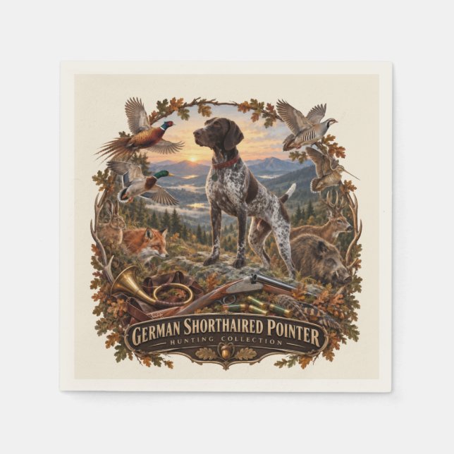 Serviette En Papier Pointer allemand - Collection de chasse (Devant)