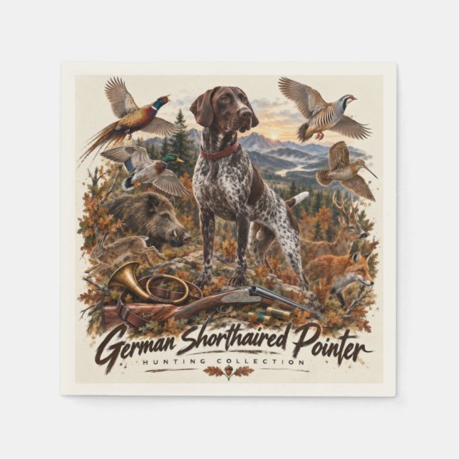 Serviette En Papier Pointer allemand - Collection de chasse (Devant)