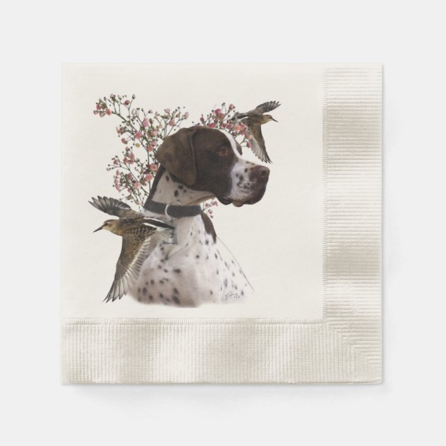 Serviette En Papier Pointeur anglais, chasse aux oiseaux (Devant)