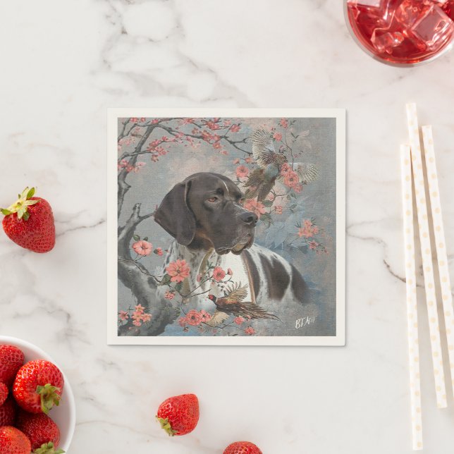 Serviette En Papier Pointeur anglais, chasse aux oiseaux (En situation)