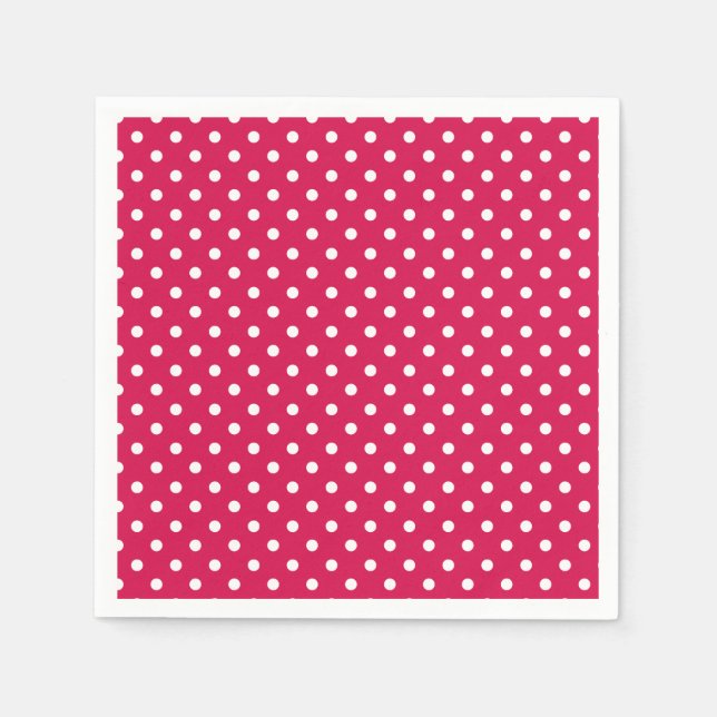 Serviette En Papier Pointillisme Classique Blanc - Framboise (Devant)