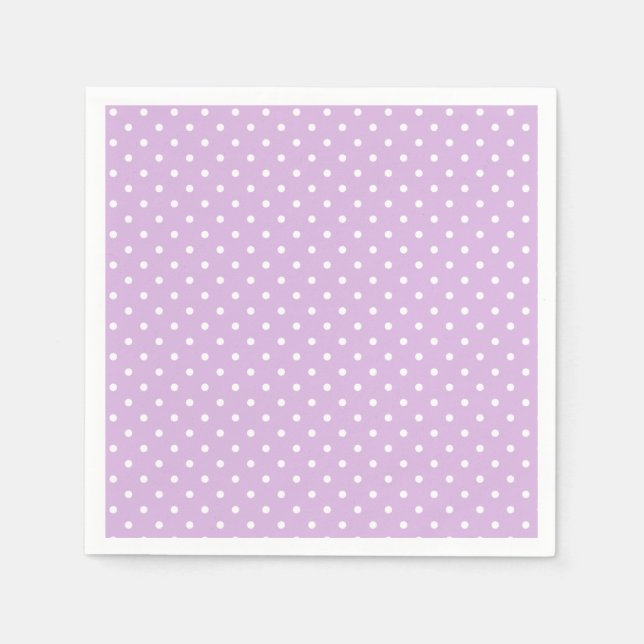 Serviette En Papier Pointillisme Classique Blanc - Lilas Doux (Devant)