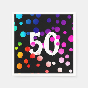 Serviette En Papier Points arc-en-ciel du 50e anniversaire en noir