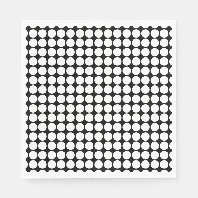 Serviette En Papier Points blancs minimaux sur fond noir uni (Devant)