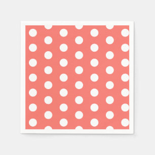 Serviette En Papier Points blancs motif sur corail vivant
