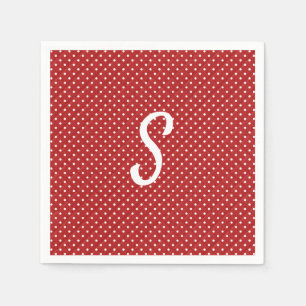 Serviette En Papier points blancs sur monogramme rouge