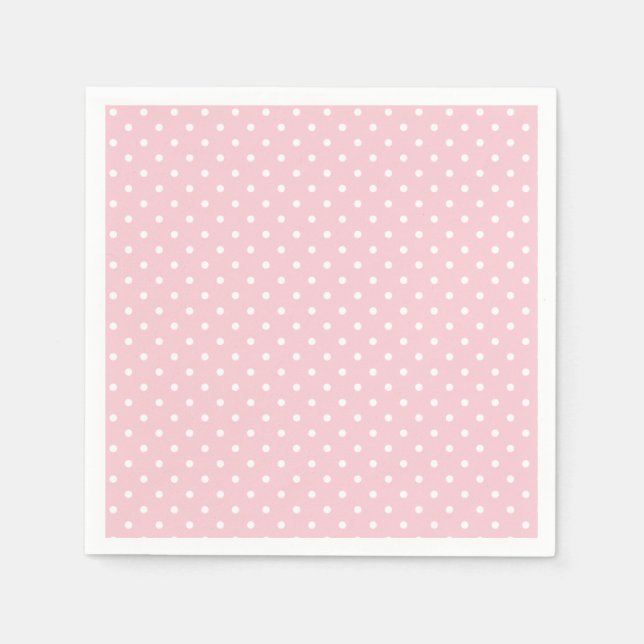 Serviette En Papier Points classiques blancs - Rose (Devant)