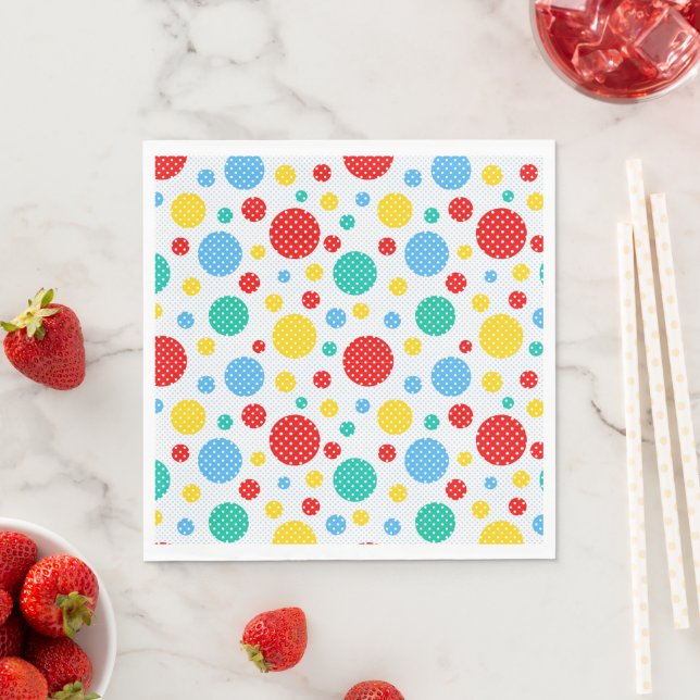 Serviette En Papier Points Colorés (En situation)