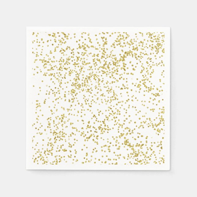 Serviette En Papier Points Confetti à étincelles d'or (Devant)
