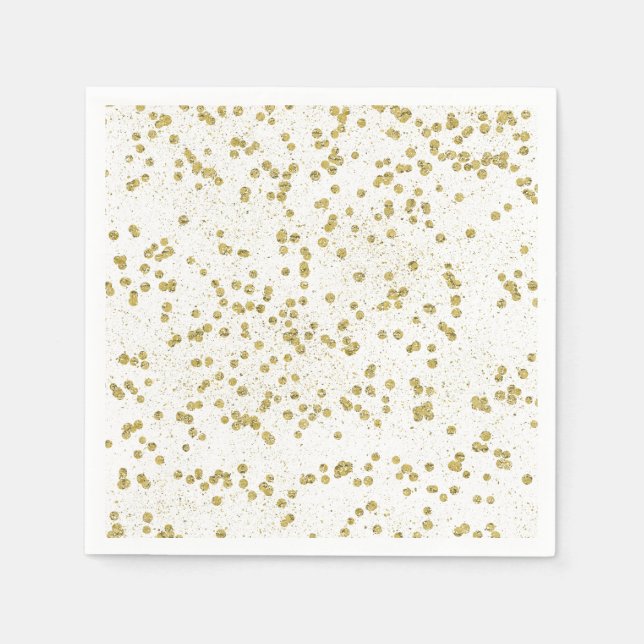 Serviette En Papier Points Confetti à étincelles d'or (Devant)