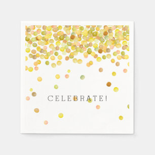 Serviette En Papier Points Confetti Jaune Or