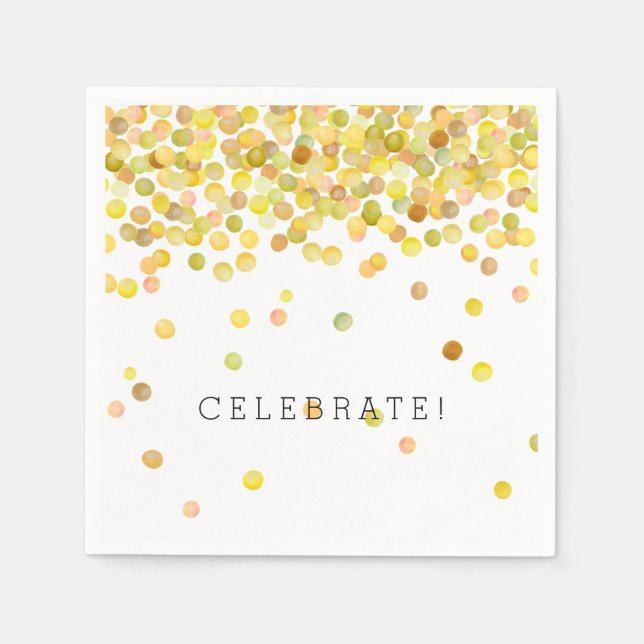 Serviette En Papier Points Confetti Jaune Or (Devant)