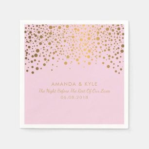 Serviette En Papier Points Confetti Or Design sur Design rose pâle