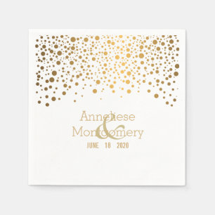 Serviette En Papier Points Confetti Or Stylish sur Blanc