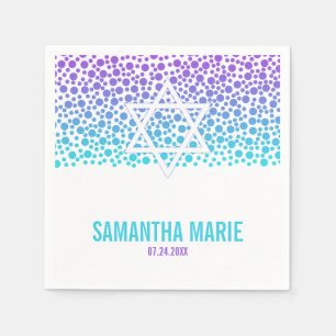 Serviette En Papier Points Confetti Purple Bat mitzvah Turquoise