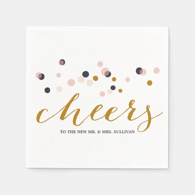 Serviette En Papier Points Confetti Rose & Or Mariage Napkin (Devant)