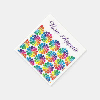 Serviette En Papier Points Couleur Cercle Motif + votre dos. & texte