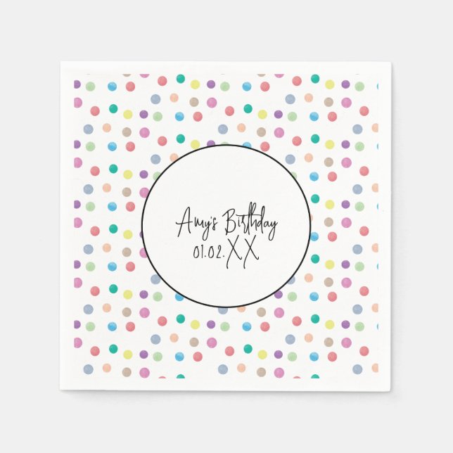 Serviette En Papier Points d'aquarelle peints à la main Anniversaire c (Devant)