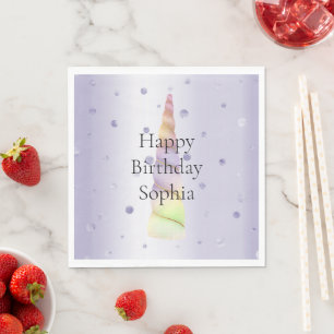 Serviette En Papier Points de citron vert rose or Unicorn Anniversaire