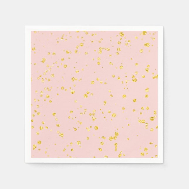 Serviette En Papier Points de confettis dorés Rose poudré (Devant)