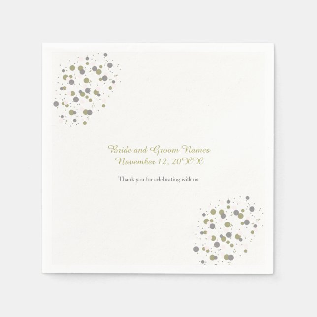 Serviette En Papier Points de Confettis Rose Doré (Devant)