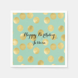 Serviette En Papier Points de Mint et Gold Glitz Anniversaire