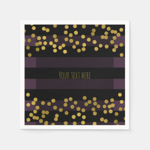 Serviette En Papier Points d'huile de Faux Gold de bandes violettes et