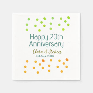 Serviette En Papier Points dorés scintillent joyeux 20e anniversaire d
