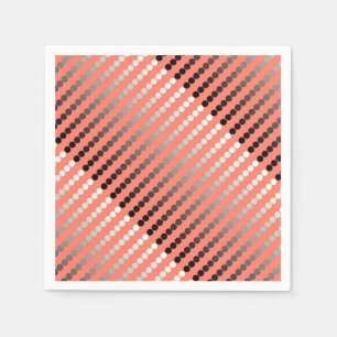 Serviette En Papier Points en satin - corail et étain