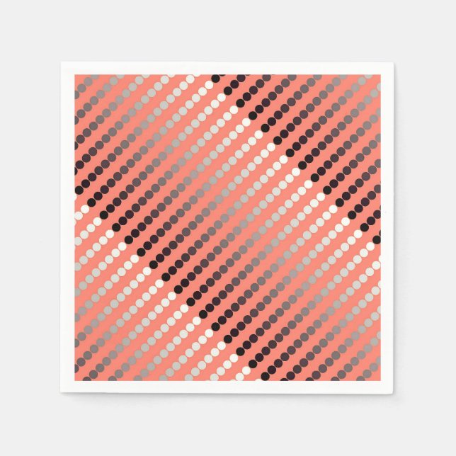 Serviette En Papier Points en satin - corail et étain (Devant)