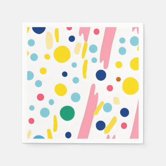 Serviette En Papier Points et rayures ludiques (Devant)