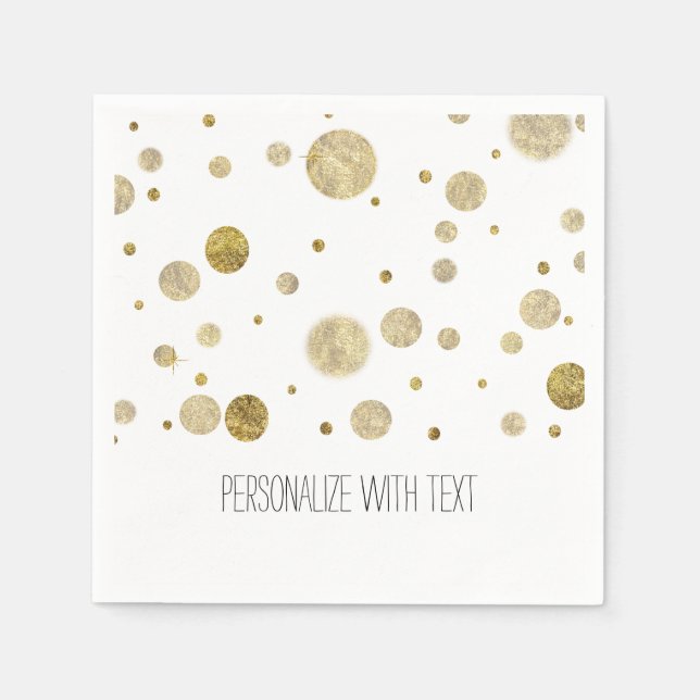Serviette En Papier Points Gold Bokeh Confetti (Devant)