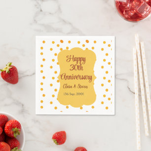 Serviette En Papier points jaunes scintillent joyeux 30e anniversaire