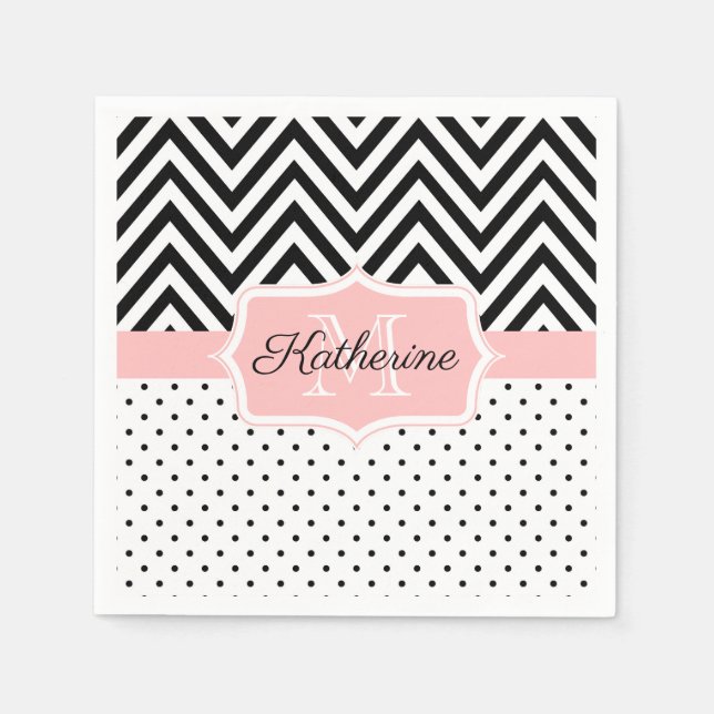 Serviette En Papier Points mignons et Chevron (Devant)
