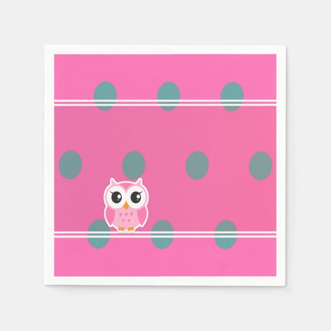 Serviette En Papier Points Moderne Cool Avec Chouette Mignonne (Devant)
