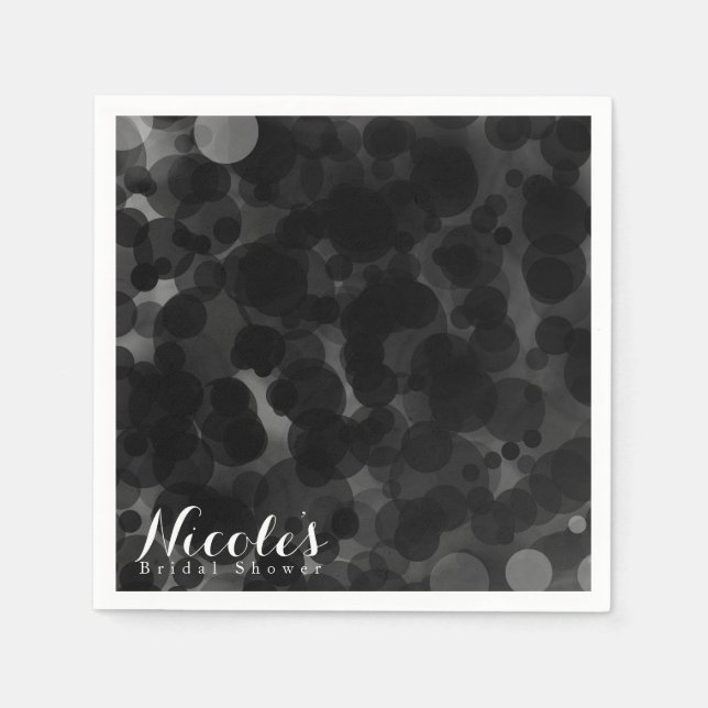Serviette En Papier Points Noir & Blanc Moderne Chic Party Personnalis (Devant)