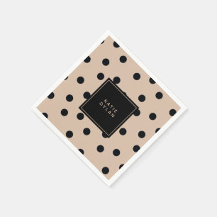 Serviette En Papier Points noirs élégants sur le beige