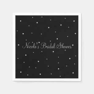 Serviette En Papier Points noirs et argentés Fête de mariage moderne g