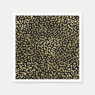 Serviette En Papier Points noirs et dorés Confettis Élégant Glamour