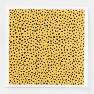 Serviette En Papier Points Noirs Et Jaunes Non Évidés Design Graphique