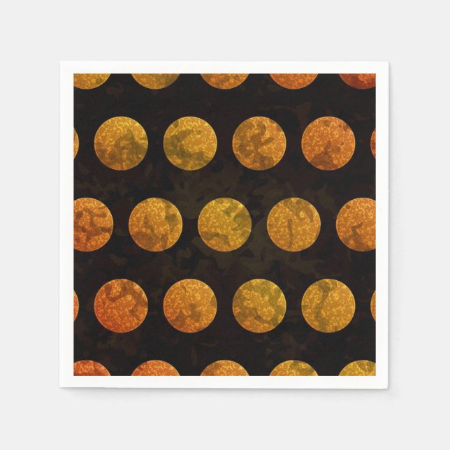 Serviette En Papier Points noirs et orange automne  (Devant)