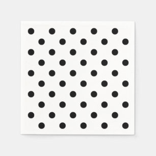 Serviette En Papier Points polka   points rétro noir et blanc