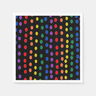 Serviette En Papier Points Rainbow Candy sur noir